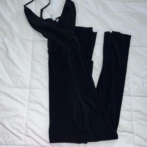 Black Ribbed Jumpsuit